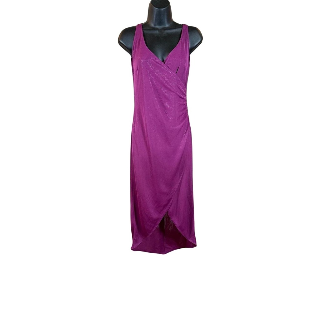 Hennes Collection Purple Shimmer High Low Wrap Gown Dress Size 6‎ Magenta NWT
